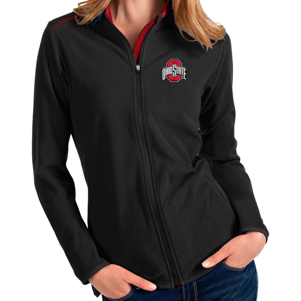 NWT Antigua Women's Ohio State Buckeyes Black Glacier Full-Zip Jacket Size small